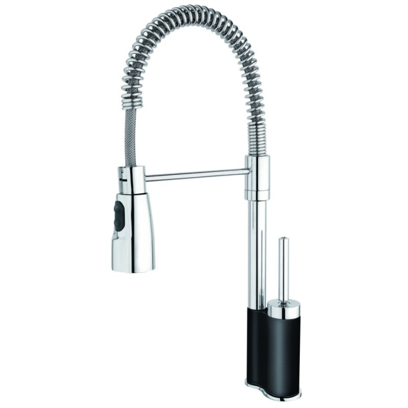 SPRINGP40 miscelatore monocomando con doccetta 2 getti finitura microultragranit nero matt/cromo