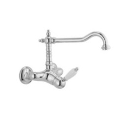 NEW OLD Monocomando lavello a parete canna alta finitura bronzato