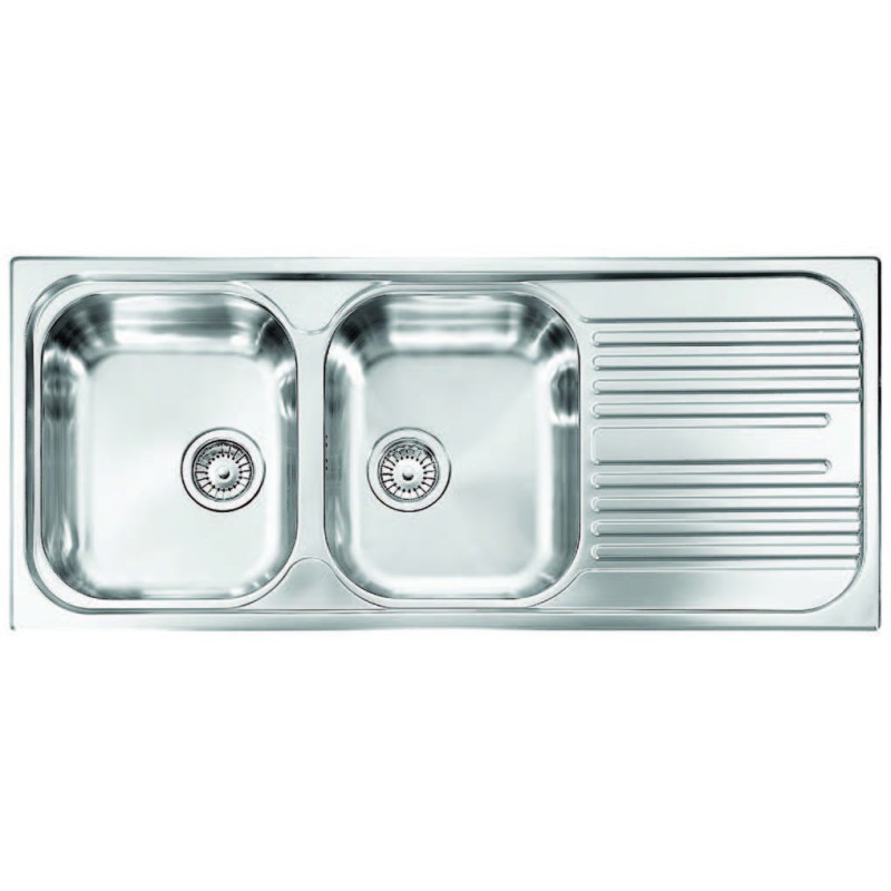 UNIVERSAL lavello in acciaio inox a due vasche più scolapiatti SX finitura satinato