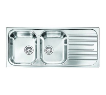 UNIVERSAL lavello in acciaio inox a due vasche più scolapiatti SX finitura satinato