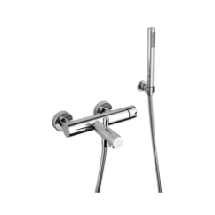 ARKA miscelatore per  vasca esterno con supporto fisso e doccia finitura cromo