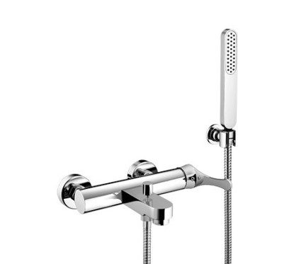 JODY Miscelatore per vasca esterno con supporto duplex e doccia finitura nickel spazzolato