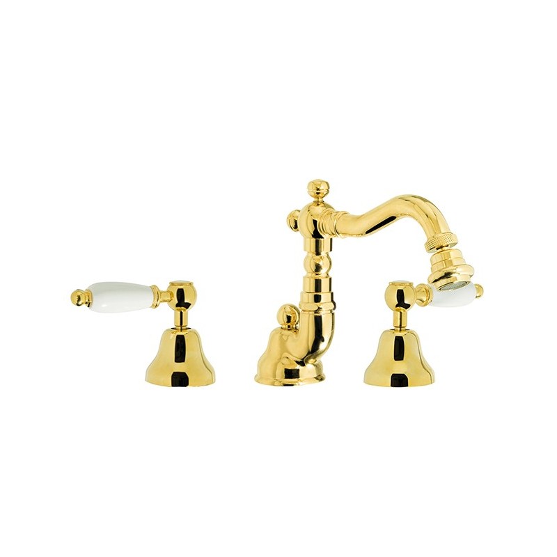 QUEEN Batteria bidet con scarico automatico finitura cromo oro