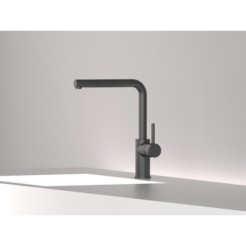 MICRON monocomando lavello cucina con doccetta estraibile  finitura nero opaco