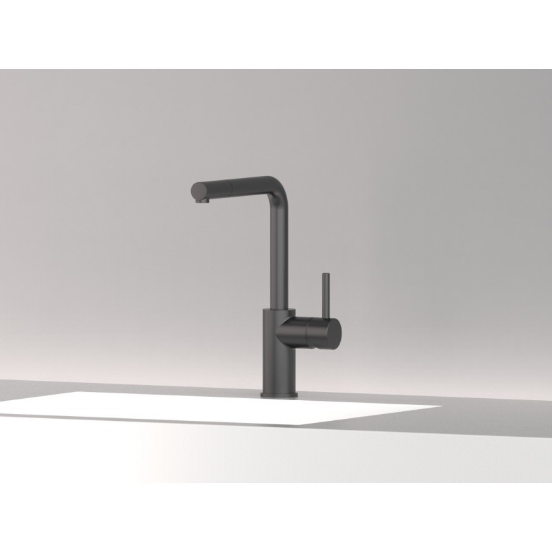 MICRON monocomando lavello cucina con doccetta estraibile  finitura nero opaco