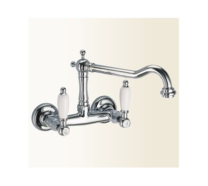 LOTUS Gruppo lavello a parete con canna alta antica finitura vecchio bronzo