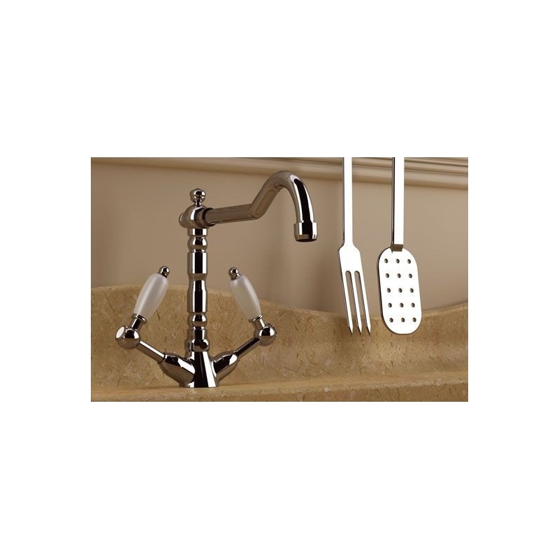 RETRO' Monoforo lavello con canna antica finitura cromo