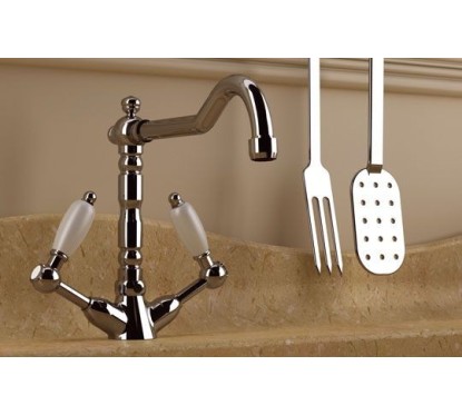 RETRO' Monoforo lavello con canna antica finitura cromo