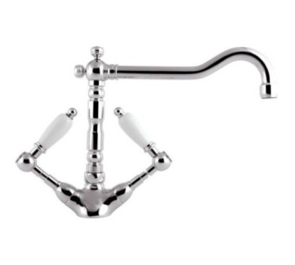 RETRO' Monoforo lavello con canna antica finitura cromo