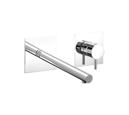 SIMPLY Miscelatore per lavabo ad incasso, con bocca a parete, interasse fisso finitura nickel spazzolato