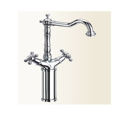 PAPIRO monoforo per lavabo con canna e prolunga 130 mm alta finitura cromo-oro