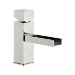 CUBE WATERFALL monocomando lavabo con bocca a cascata senza scarico finitura cromo