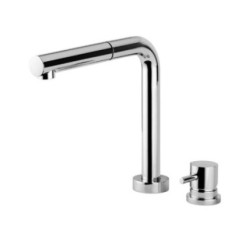 HI-TECH rubinetto monocomando lavello sottofinestra con canna abbattibile e doccino in ABS finitura cromo
