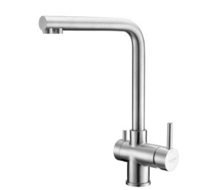 FRIDA Monocomando lavello tre vie in acciaio inox finitura acciaio spazzolato