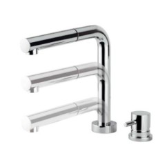 HI-TECH rubinetto monocomando lavello sottofinestra con canna abbattibile e doccino in ABS finitura cromo