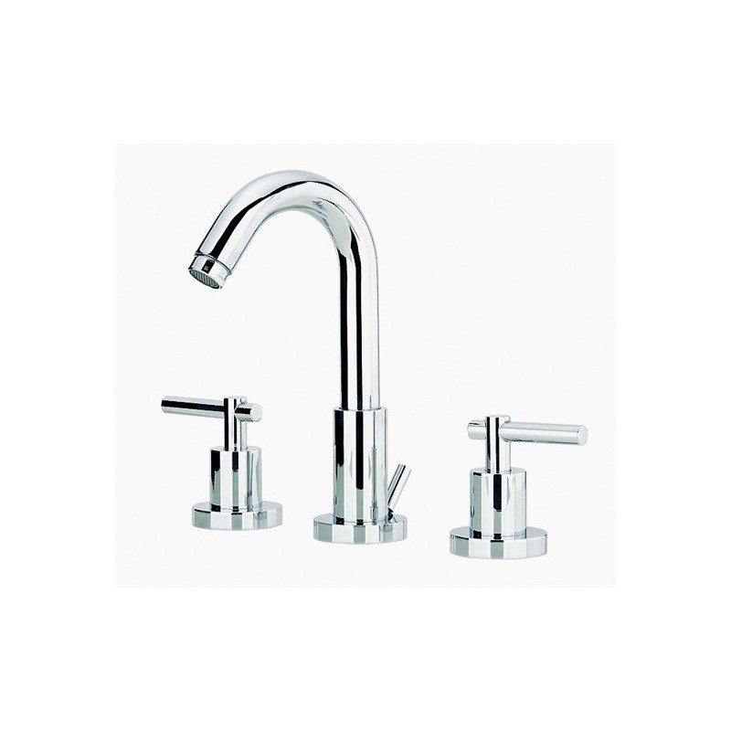 ROAMING MONOLEVA batteria lavabo 3 fori con scarico 1" 1/4 finitura cromo