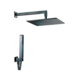 ESTRO QUADRO NERO kit soffione con presa acqua e doccia. Soffione 200x200