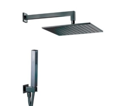 ESTRO QUADRO NERO kit soffione con presa acqua e doccia. Soffione 200x200