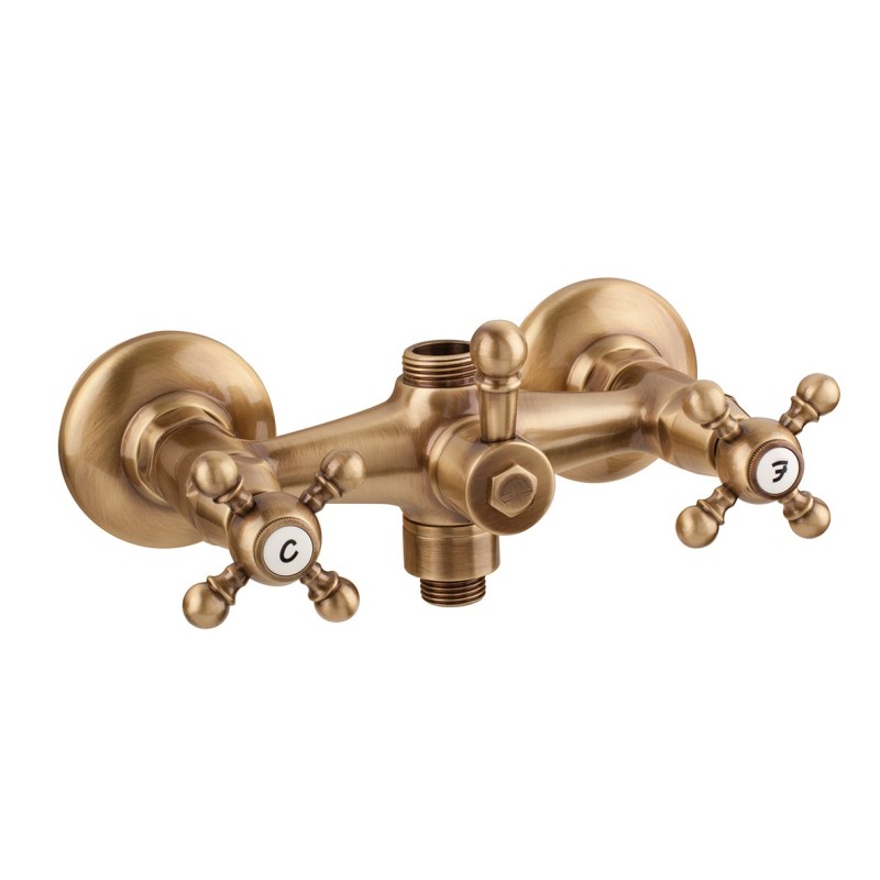 OLD FASHION Gruppo doccia esterno con attacco superiore 3/4" ed inferiore 1/2" finitura nichel antico