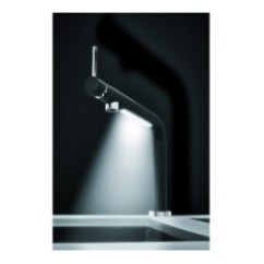 LUMIX miscelatore monocomando con luce LED e interruttore TOUCH finitura microultragranit bianco latte