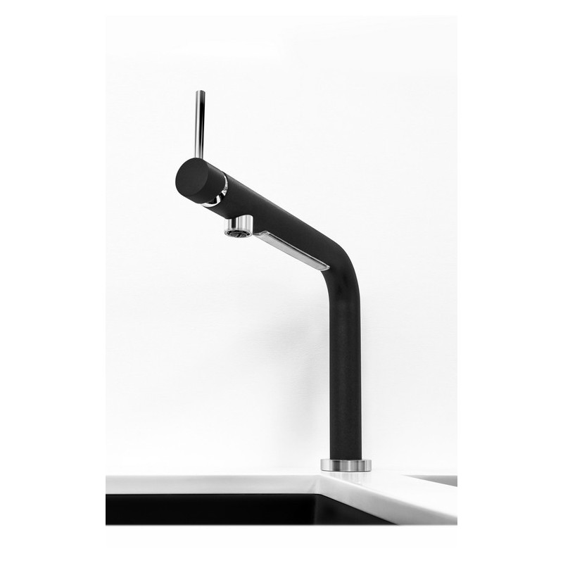 LUMIX miscelatore monocomando con luce LED e interruttore TOUCH finitura microultragranit nero matt