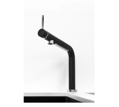 LUMIX miscelatore monocomando con luce LED e interruttore TOUCH finitura microultragranit nero matt