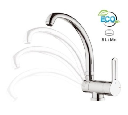 SMART ECO Miscelatore monocomando per lavello sottofinestra, con bocca alta girevole, tipo lusso finitura cromo