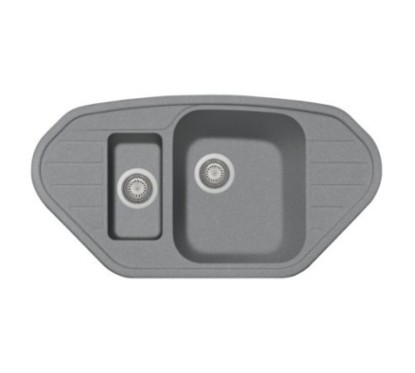 SPAZIO 98.10 Lavello cucina ad una vasca grande più una vasca piccola più scolapiatti finitura micro ultragranit 70 nero matt