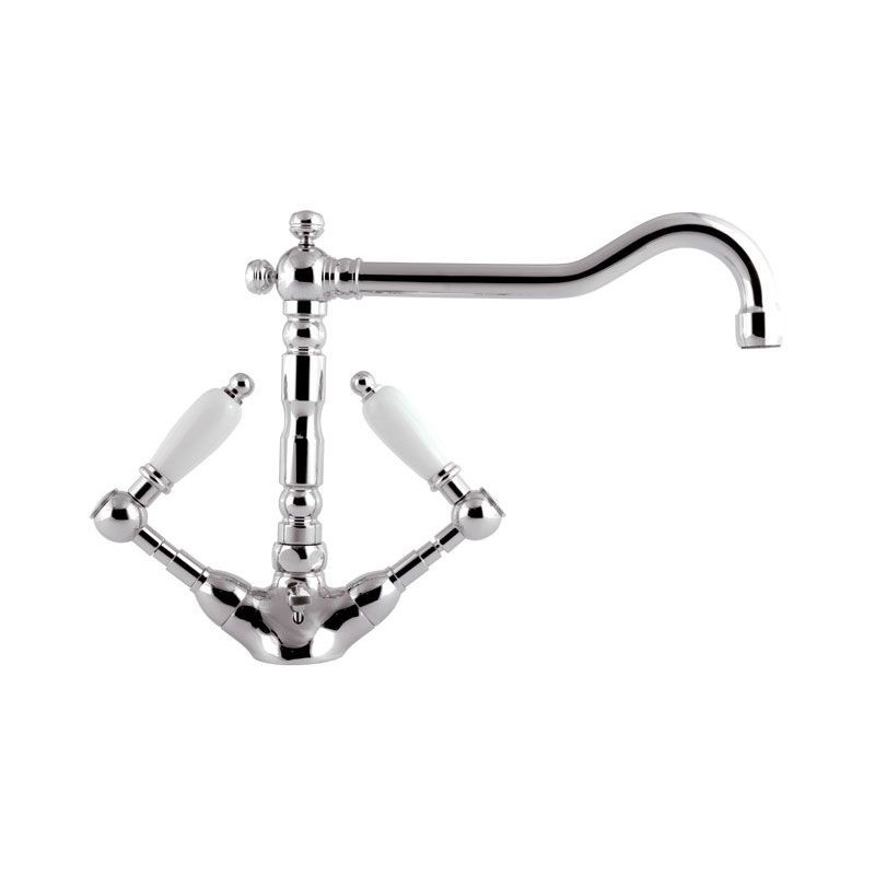 RETRO' Monoforo lavabo con canna antica e scarico finitura cromo