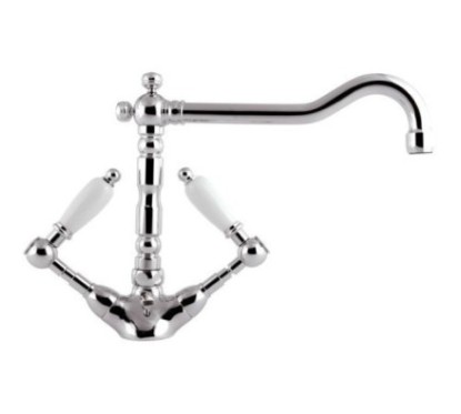 RETRO' Monoforo lavabo con canna antica e scarico finitura cromo