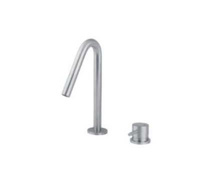 INOX Miscelatore cucina in acciaio inox con comando remoto e canna girevole finitura acciaio spazzolato