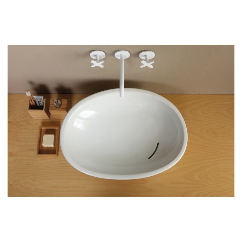 BIKO lavabo d'appoggio finitura bianco lucido