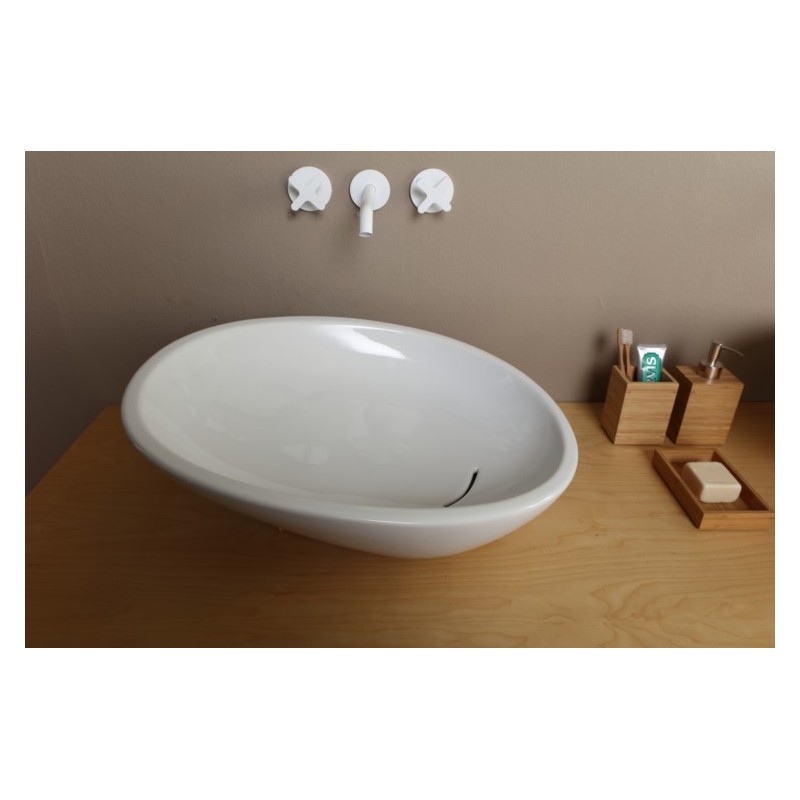 BIKO lavabo d'appoggio finitura bianco lucido