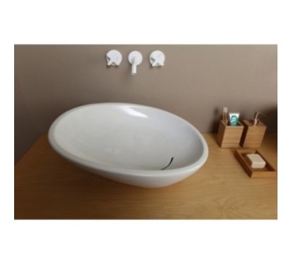 BIKO lavabo d'appoggio finitura bianco lucido