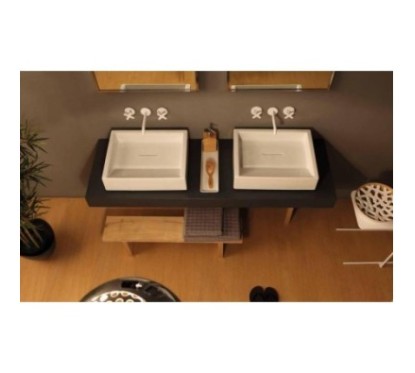 DIAGONAL lavabo d'appoggio finitura bianco lucido