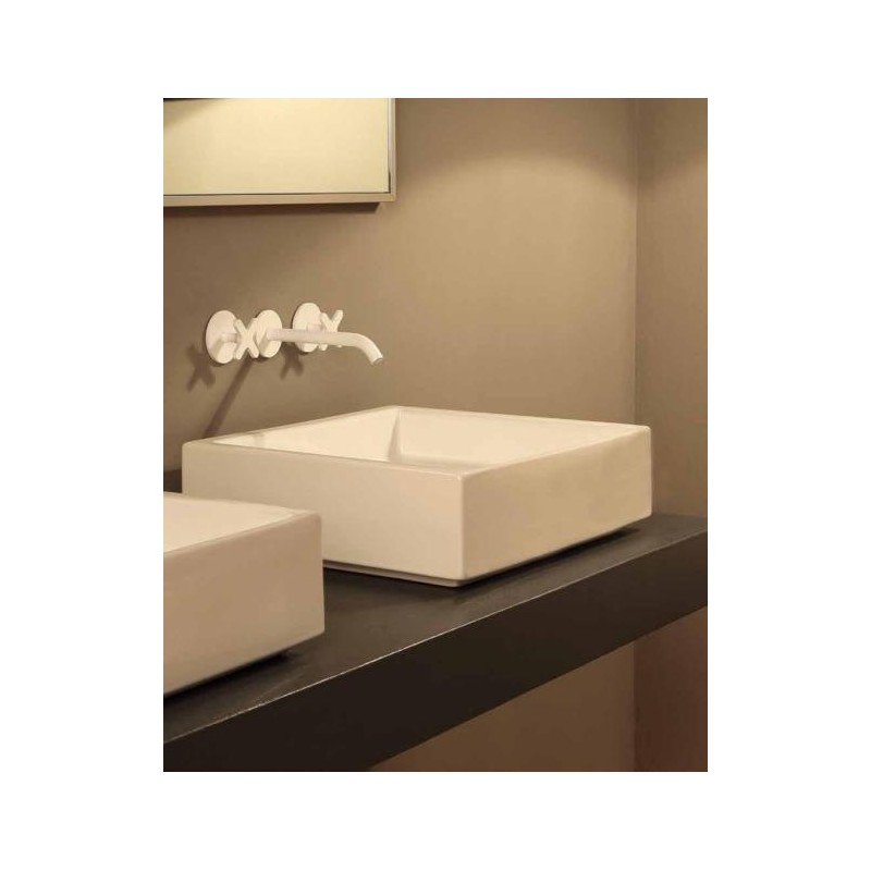 DIAGONAL lavabo d'appoggio finitura bianco lucido