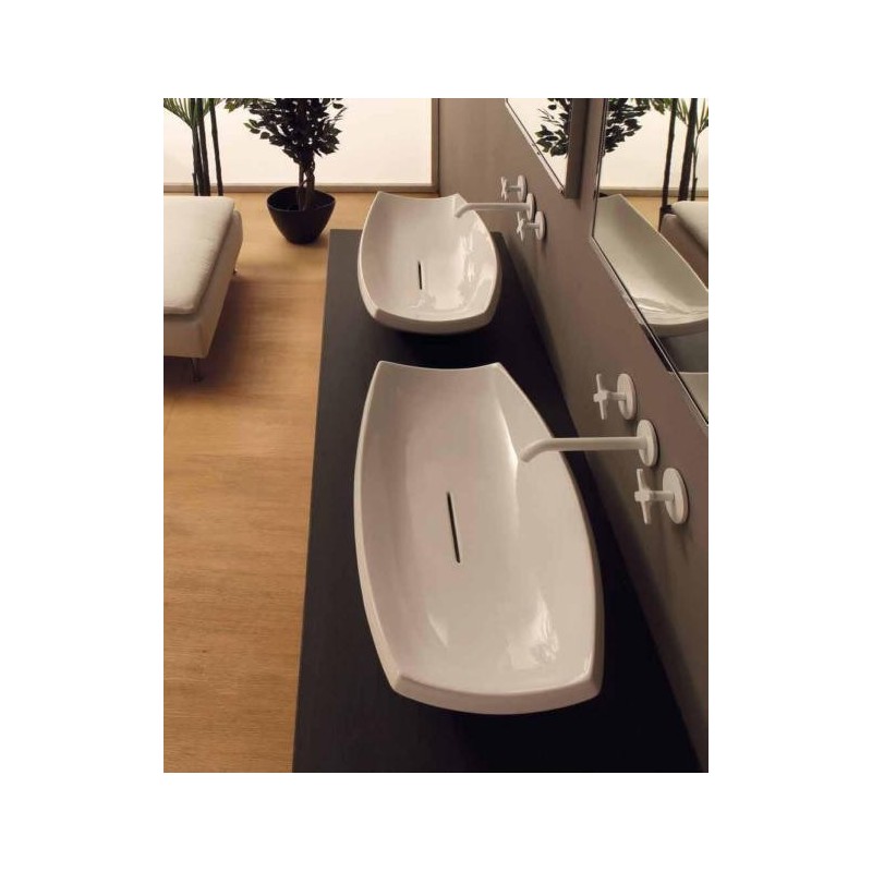 SHAKIA lavabo d'appoggio finitura bianco lucido