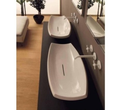 SHAKIA lavabo d'appoggio finitura bianco lucido