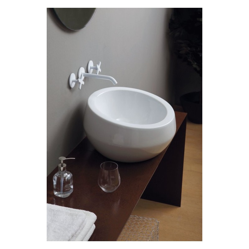 THABO lavabo d'appoggio finitura bianco lucido