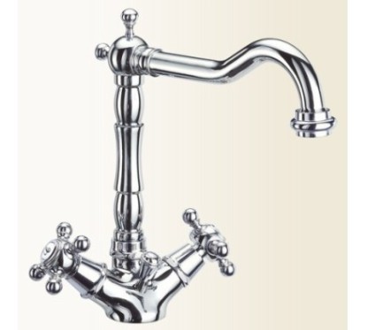 PAPIRO monoforo per lavabo con canna antica finitura cromo-oro