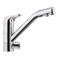 ECO Miscelatore lavello tre vie di ingresso, bocca girevole, selezione acqua potabile tramite leva, 2 aeratori in uscita cromo