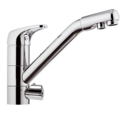 ECO Miscelatore lavello tre vie di ingresso, bocca girevole, selezione acqua potabile tramite leva, 2 aeratori in uscita cromo