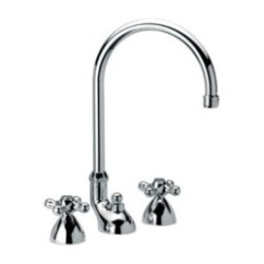 REVIVAL batteria lavabo con canna alta e scarico finitura cromo