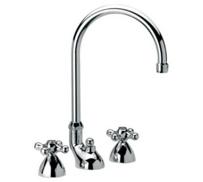 REVIVAL batteria lavabo con canna alta e scarico finitura cromo