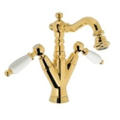 QUEEN Monoforo bidet bocca girevole con scarico finitura nichel antico