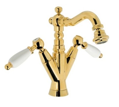 QUEEN Monoforo bidet bocca girevole con scarico finitura nichel antico