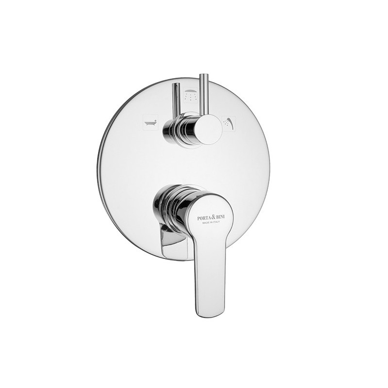 YUMA Monocomando doccia incasso con deviatore tre uscite finitura cromo