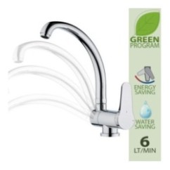 OMEGA ECO Miscelatore monocomando per lavello sottofinestra, con bocca alta girevole, tipo lusso finitura cromo