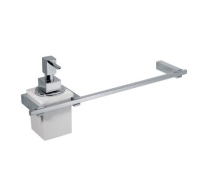 CUBE Porta dosatore/porta salvietta vetro bianco