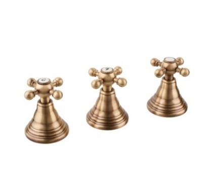 OLD FASHION Batteria bordo vasca con deviatore finitura cromo oro